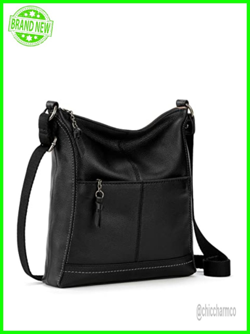 Leather Crossbody Purse Adjustable Strap Zipper Closure Travel Bag